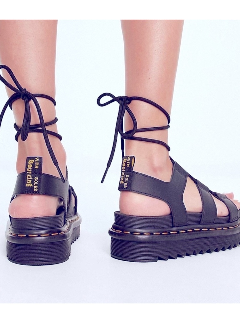 Dr. Martens Black Leather Lace-Up Platform Sandals - Picture 5 of 11